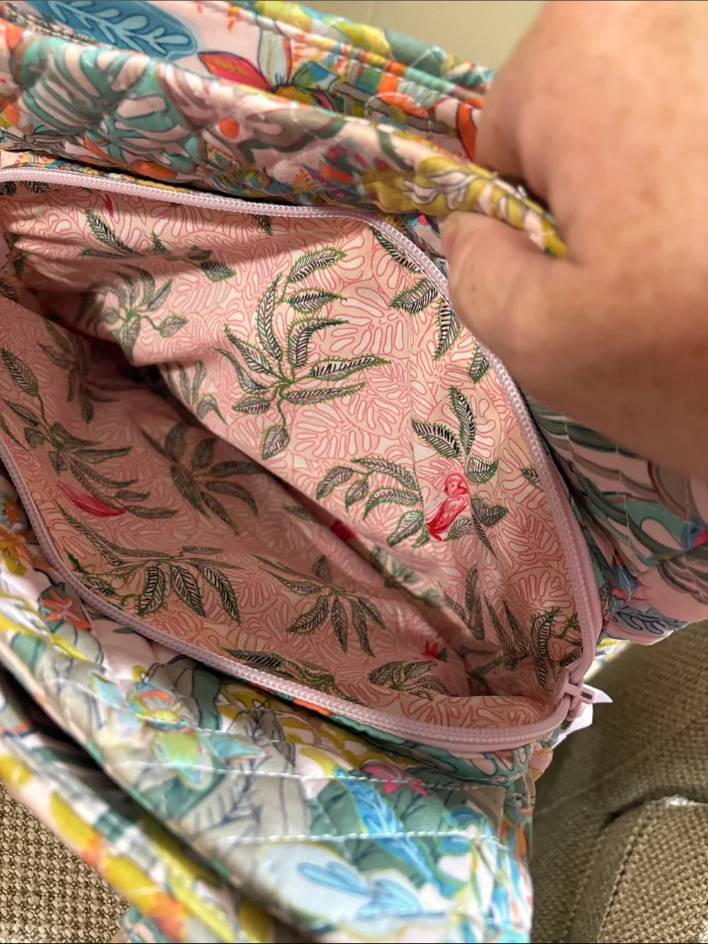 Vera Bradley Multi-Compartment Shoulder Satchel in Rainforest Canopy